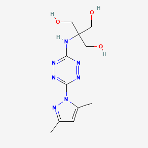 molecular formula C11H17N7O3 B1420994 2-{[6-(3,5-Dimethyl-1H-pyrazol-1-YL)-1,2,4,5-tetrazin-3-YL]amino}-2-(hydroxymethyl)propane-1,3-diol CAS No. 1199215-75-2