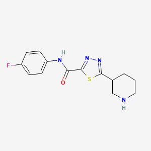 molecular formula C14H15FN4OS B1420996 N-(4-氟苯基)-5-哌啶-3-基-1,3,4-噻二唑-2-甲酰胺 CAS No. 1217862-52-6