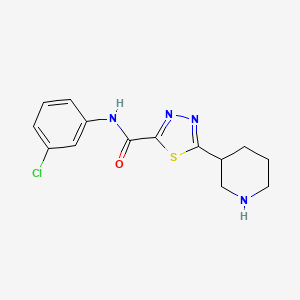 molecular formula C14H15ClN4OS B1421003 N-(3-chlorophenyl)-5-piperidin-3-yl-1,3,4-thiadiazole-2-carboxamide CAS No. 1217862-51-5