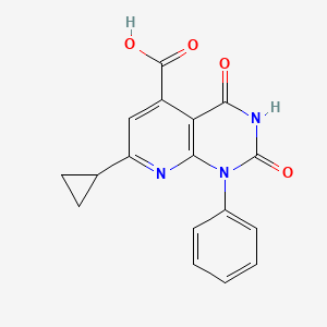 molecular formula C17H13N3O4 B1421011 7-Cyclopropyl-2,4-dioxo-1-phenyl-1,2,3,4-tetrahydropyrido[2,3-d]pyrimidine-5-carboxylic acid CAS No. 1217862-38-8