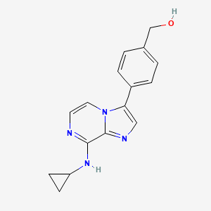 molecular formula C16H16N4O B14210117 Benzenemethanol, 4-[8-(cyclopropylamino)imidazo[1,2-a]pyrazin-3-yl]- CAS No. 825630-01-1