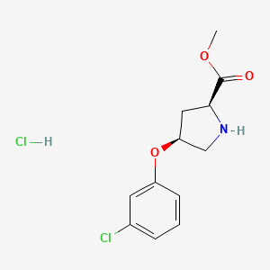 molecular formula C12H15Cl2NO3 B1421015 Methyl (2S,4S)-4-(3-chlorophenoxy)-2-pyrrolidinecarboxylate hydrochloride CAS No. 1217769-81-7