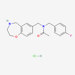 molecular formula C19H22ClFN2O2 B1421019 N-(4-fluorobenzyl)-N-(2,3,4,5-tetrahydro-1,4-benzoxazepin-7-ylmethyl)acetamide hydrochloride CAS No. 1185116-07-7