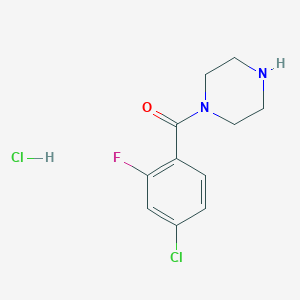 molecular formula C11H13Cl2FN2O B1421025 1-(4-Chloro-2-fluorobenzoyl)piperazine hydrochloride CAS No. 1240529-28-5