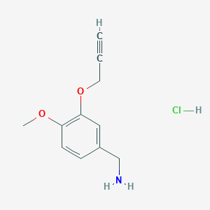 molecular formula C11H14ClNO2 B1421029 [4-甲氧基-3-(丙-2-炔-1-氧基)苯基]甲胺盐酸盐 CAS No. 1240528-27-1