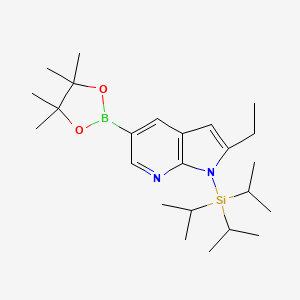 molecular formula C24H41BN2O2Si B1421056 2-乙基-5-(4,4,5,5-四甲基-1,3,2-二氧杂硼环-2-基)-1-(三异丙基甲硅烷基)-1H-吡咯并[2,3-b]吡啶 CAS No. 1357387-65-5