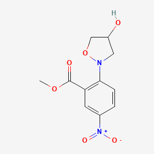 molecular formula C11H12N2O6 B1421063 Methyl 2-[4-hydroxydihydro-2(3H)-isoxazolyl]-5-nitrobenzenecarboxylate CAS No. 1242267-99-7
