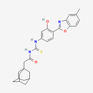 molecular formula C27H29N3O3S B14210893 N-{[4-(5-Methyl-1,3-benzoxazol-2(3H)-ylidene)-3-oxocyclohexa-1,5-dien-1-yl]carbamothioyl}-2-(tricyclo[3.3.1.1~3,7~]decan-1-yl)acetamide CAS No. 593238-71-2