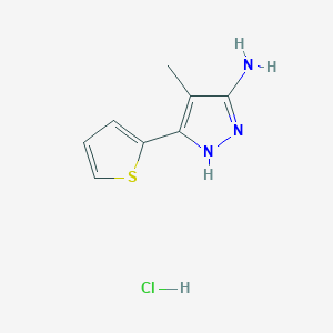 molecular formula C8H10ClN3S B1421090 4-Methyl-5-thiophen-2-yl-2H-pyrazol-3-ylamine hydrochloride CAS No. 1239692-57-9