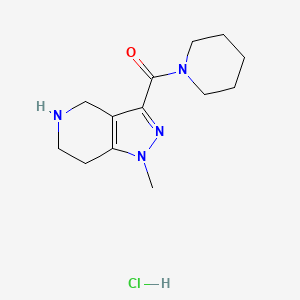 molecular formula C13H21ClN4O B1421095 1-Methyl-3-(piperidin-1-ylcarbonyl)-4,5,6,7-tetra-hydro-1H-pyrazolo[4,3-c]pyridine hydrochloride CAS No. 1185300-80-4