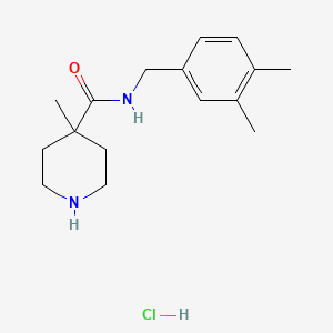 molecular formula C16H25ClN2O B1421096 N-(3,4-dimethylbenzyl)-4-methylpiperidine-4-carboxamide hydrochloride CAS No. 1185302-43-5