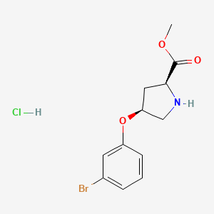 molecular formula C12H15BrClNO3 B1421113 Methyl (2S,4S)-4-(3-bromophenoxy)-2-pyrrolidinecarboxylate hydrochloride CAS No. 1217658-69-9