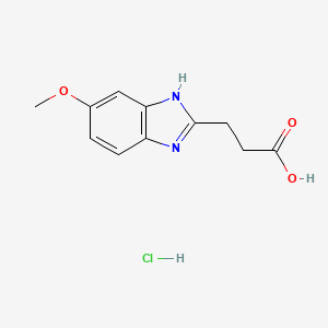 molecular formula C11H13ClN2O3 B1421114 3-(6-Methoxy-1H-benzoimidazol-2-YL)-propionic acid hydrochloride CAS No. 1185299-60-8