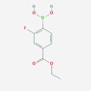 molecular formula C9H10BFO4 B1421115 2-氟-4-乙氧羰基苯硼酸 CAS No. 874459-62-8