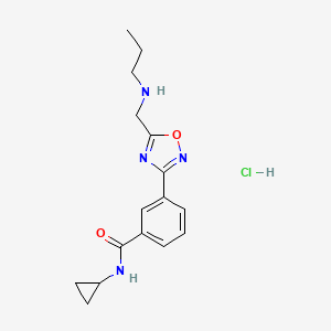 molecular formula C16H21ClN4O2 B1421141 N-cyclopropyl-3-{5-[(propylamino)methyl]-1,2,4-oxadiazol-3-yl}benzamide hydrochloride CAS No. 1185299-52-8