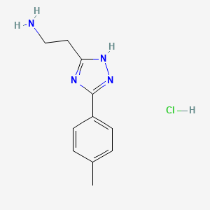molecular formula C11H15ClN4 B1421143 {2-[3-(4-Methylphenyl)-1H-1,2,4-triazol-5-YL]-ethyl}amine hydrochloride CAS No. 1185298-11-6