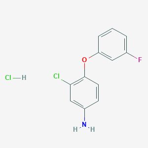 molecular formula C12H10Cl2FNO B1421145 3-Chloro-4-(3-fluorophenoxy)aniline hydrochloride CAS No. 1185297-43-1