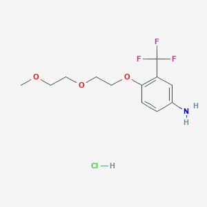 molecular formula C12H17ClF3NO3 B1421146 4-[2-(2-Methoxyethoxy)ethoxy]-3-(trifluoromethyl)-phenylamine hydrochloride CAS No. 1185297-16-8