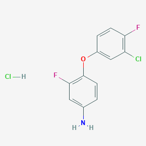 molecular formula C12H9Cl2F2NO B1421147 4-(3-Chloro-4-fluorophenoxy)-3-fluorophenylamine hydrochloride CAS No. 1185152-25-3