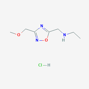 molecular formula C7H14ClN3O2 B1421164 N-{[3-(methoxymethyl)-1,2,4-oxadiazol-5-yl]methyl}ethanamine hydrochloride CAS No. 1185017-46-2