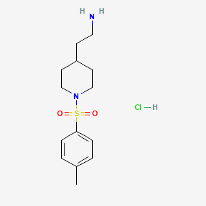 molecular formula C14H23ClN2O2S B1421169 (2-{1-[(4-Methylphenyl)sulfonyl]piperidin-4-yl}ethyl)amine hydrochloride CAS No. 1185302-39-9