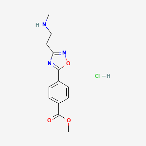 molecular formula C13H16ClN3O3 B1421175 Methyl 4-{3-[2-(methylamino)ethyl]-1,2,4-oxadiazol-5-yl}benzoate hydrochloride CAS No. 1185302-83-3