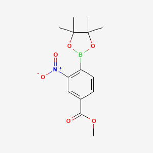 molecular formula C14H18BNO6 B1421189 Methyl 3-nitro-4-(4,4,5,5-tetramethyl-1,3,2-dioxaborolan-2-yl)benzoate CAS No. 957065-97-3