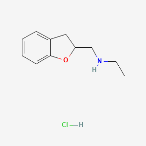 molecular formula C11H16ClNO B1421202 N-(2,3-dihydro-1-benzofuran-2-ylmethyl)-N-ethylamine hydrochloride CAS No. 92146-71-9