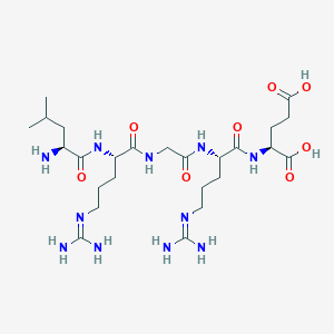 molecular formula C25H47N11O8 B14212417 L-Leucyl-N~5~-(diaminomethylidene)-L-ornithylglycyl-N~5~-(diaminomethylidene)-L-ornithyl-L-glutamic acid CAS No. 828932-71-4