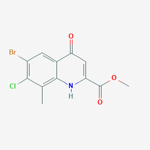 molecular formula C12H9BrClNO3 B1421264 甲基6-溴-7-氯-4-羟基-8-甲基喹啉-2-羧酸酯 CAS No. 1065074-46-5