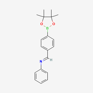 molecular formula C19H22BNO2 B1421285 4-苯亚氨基甲基苯基硼酸二茂环己酯 CAS No. 1073372-06-1
