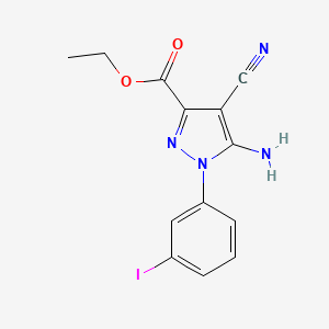 molecular formula C13H11IN4O2 B1421292 Ethyl 5-amino-4-cyano-1-(3-iodophenyl)pyrazole-3-carboxylate CAS No. 1150164-66-1