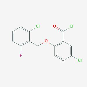 molecular formula C14H8Cl3FO2 B1421312 5-Chloro-2-[(2-chloro-6-fluorobenzyl)oxy]benzoyl chloride CAS No. 1160260-41-2
