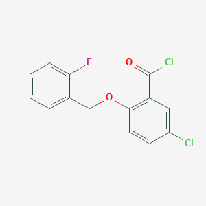 molecular formula C14H9Cl2FO2 B1421314 5-Chloro-2-[(2-fluorobenzyl)oxy]benzoyl chloride CAS No. 1160260-12-7