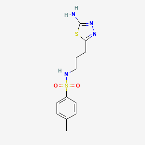 molecular formula C12H16N4O2S2 B1421330 N-[3-(5-Amino-1,3,4-thiadiazol-2-YL)propyl]-4-methylbenzenesulfonamide CAS No. 1199216-00-6
