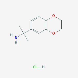 molecular formula C11H16ClNO2 B1421383 2-(2,3-Dihydro-1,4-benzodioxin-6-yl)propan-2-amine hydrochloride CAS No. 1235439-48-1