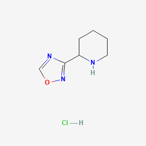 molecular formula C7H12ClN3O B1421389 2-(1,2,4-Oxadiazol-3-yl)piperidine hydrochloride CAS No. 1221724-96-4