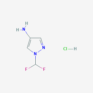 molecular formula C4H6ClF2N3 B1421393 1-(difluoromethyl)-1H-pyrazol-4-amine hydrochloride CAS No. 1221726-31-3
