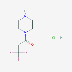 molecular formula C7H12ClF3N2O B1421405 3,3,3-Trifluoro-1-(piperazin-1-yl)propan-1-one hydrochloride CAS No. 1221722-69-5