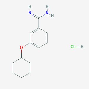 molecular formula C13H19ClN2O B1421406 3-(Cyclohexyloxy)benzene-1-carboximidamide hydrochloride CAS No. 1221722-89-9