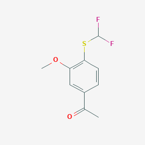 molecular formula C10H10F2O2S B1421407 1-{4-[(二氟甲基)硫烷基]-3-甲氧基苯基}乙酮 CAS No. 1221723-25-6