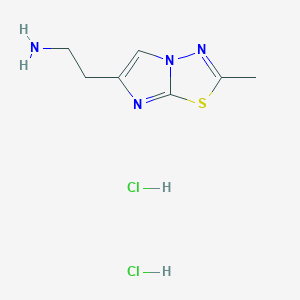 molecular formula C7H12Cl2N4S B1421411 [2-(2-Methylimidazo[2,1-b][1,3,4]thiadiazol-6-yl)ethyl]amine dihydrochloride CAS No. 1268982-24-6