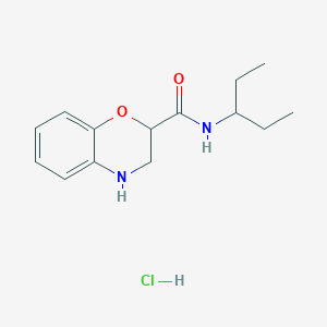 molecular formula C14H21ClN2O2 B1421418 N-(pentan-3-yl)-3,4-dihydro-2H-1,4-benzoxazine-2-carboxamide hydrochloride CAS No. 1235438-84-2