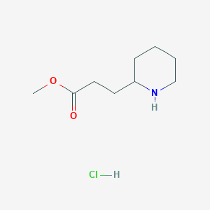 molecular formula C9H18ClNO2 B1421424 Methyl 3-(2-piperidinyl)propanoate hydrochloride CAS No. 1021204-94-3