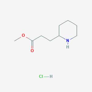molecular formula C9H18ClNO2 B1421424 Methyl3-(2-piperidinyl)propanoate hydrochloride CAS No. 1021204-94-3