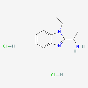 molecular formula C11H17Cl2N3 B1421427 1-(1-ethyl-1H-1,3-benzodiazol-2-yl)ethan-1-amine dihydrochloride CAS No. 1240528-74-8