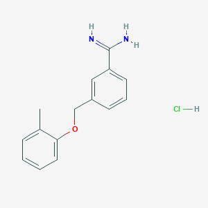 molecular formula C15H17ClN2O B1421430 3-(2-Methylphenoxymethyl)benzene-1-carboximidamide hydrochloride CAS No. 1221722-50-4
