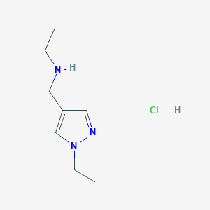 molecular formula C8H16ClN3 B1421432 N-[(1-Ethyl-1H-pyrazol-4-yl)methyl]ethanamine hydrochloride CAS No. 1269104-94-0