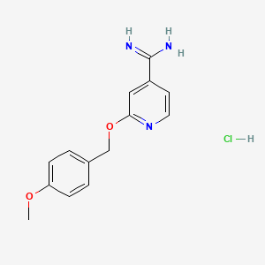 molecular formula C14H16ClN3O2 B1421436 2-[(4-Methoxyphenyl)methoxy]pyridine-4-carboximidamide hydrochloride CAS No. 1221726-29-9