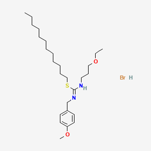 molecular formula C26H47BrN2O2S B1421438 N-[(dodecylsulfanyl)({[(4-methoxyphenyl)methyl]amino})methylidene]-3-ethoxypropan-1-amine hydrobromide CAS No. 1235441-80-1